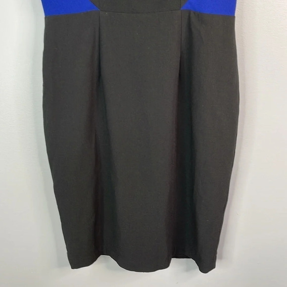 BCBGMAXAZRIA Geometric Cutout Dress Black Blue Sleeveless Fitted Baddie Size 4 - Picture 4 of 11